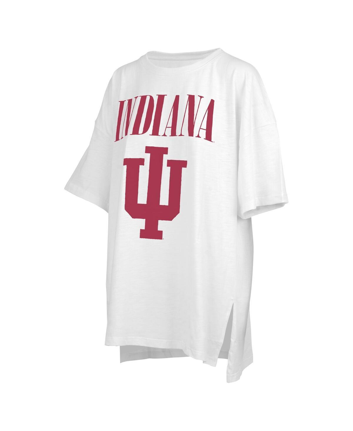 Womens Pressbox White Distressed Indiana Hoosiers Lickety-Split Oversized T-shirt Product Image