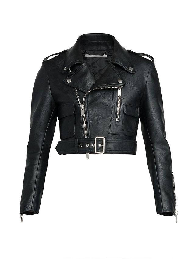 Womens Faux Leather Moto Jacket Product Image