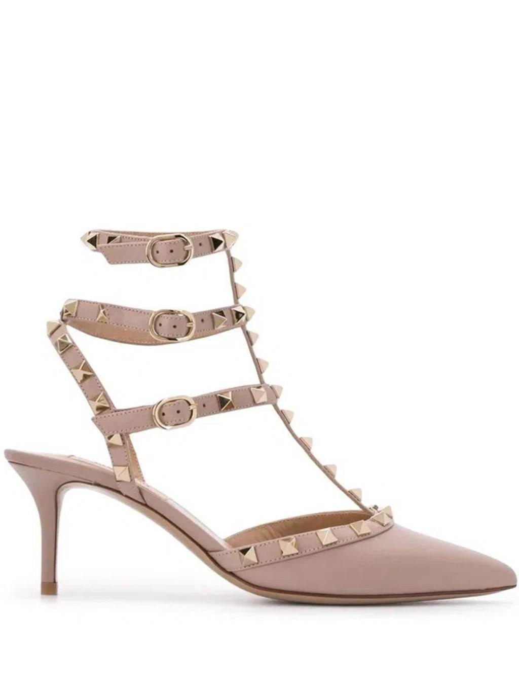 VALENTINO GARAVANI Rockstud Leather Pumps In Powder Product Image