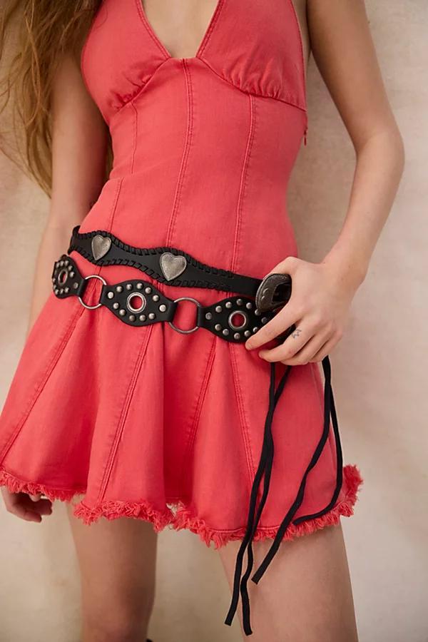 Silence + Noise Western Heart Studded Leather Belt Womens at Urban Outfitters Product Image