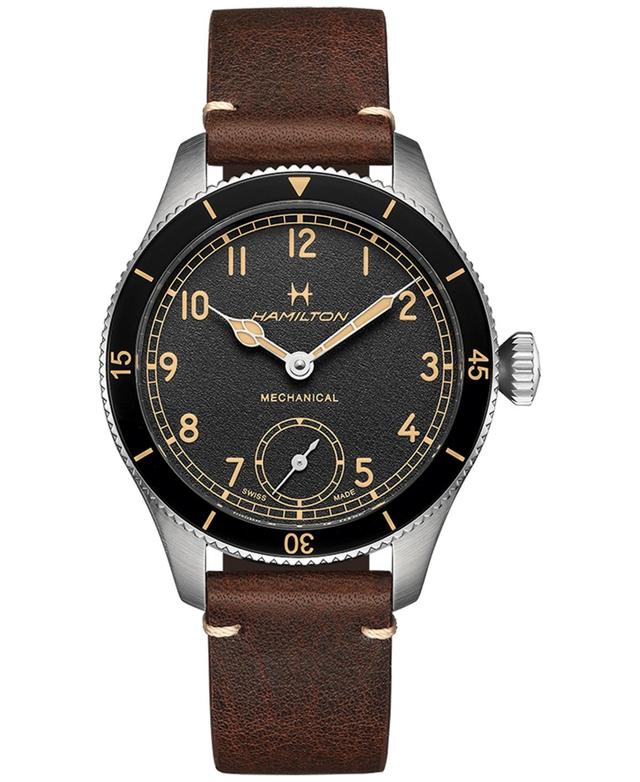 Hamilton Mens Khaki Aviation Pioneer Brown Leather Strap Watch 43mm - Brown Product Image