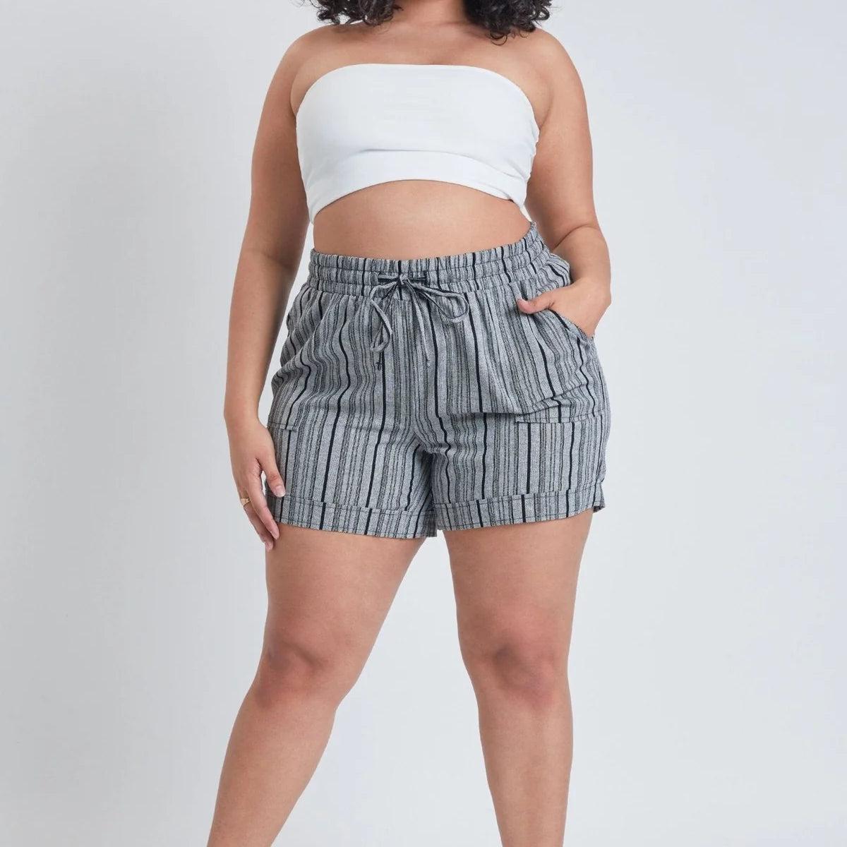 Plus Linen Striped Shorts Product Image