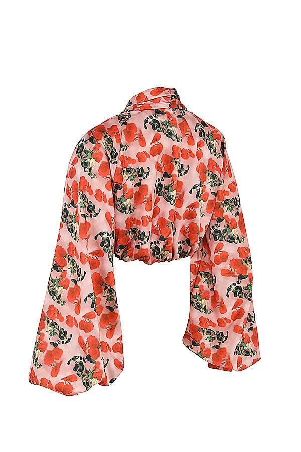 Monica Rose Print Satin Plunge Top Product Image