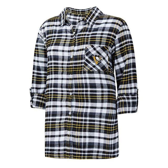 Womens Concepts Sport Boston Bruins Mainstay Flannel Full-Button Long Sleeve Nightshirt Product Image