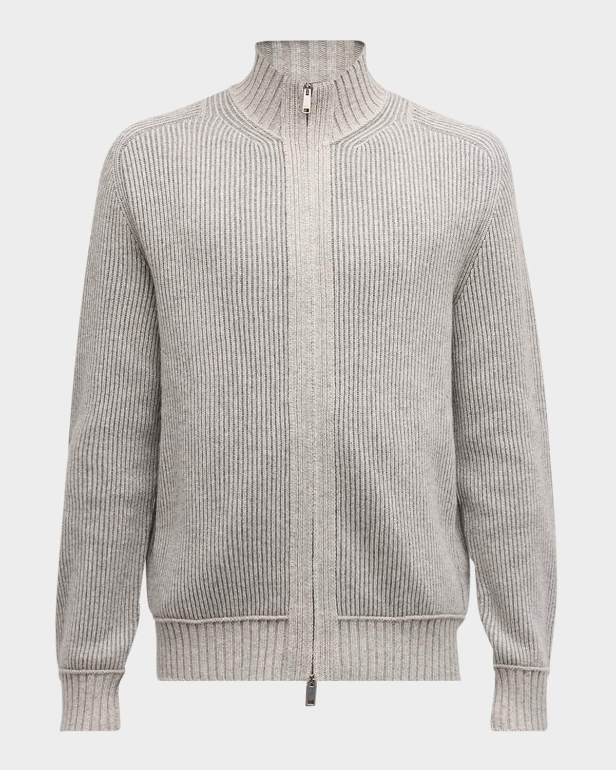 Mens Melange Oasi Cashmere Full-Zip Sweater Product Image