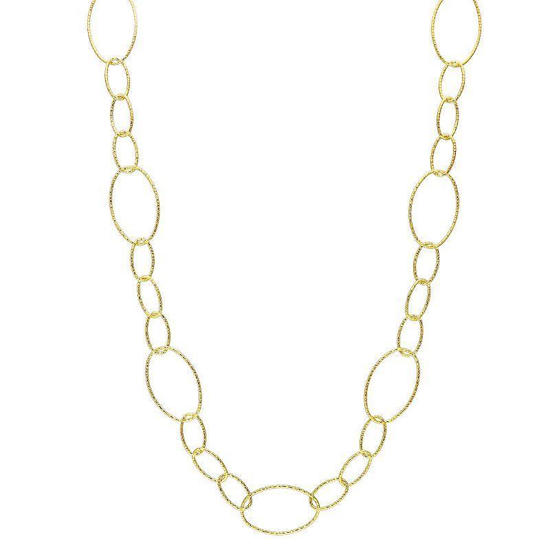 Stella Grace Sterling Silver 13 mm Fancy Oval Link Chain Necklace, Womens Gold Product Image