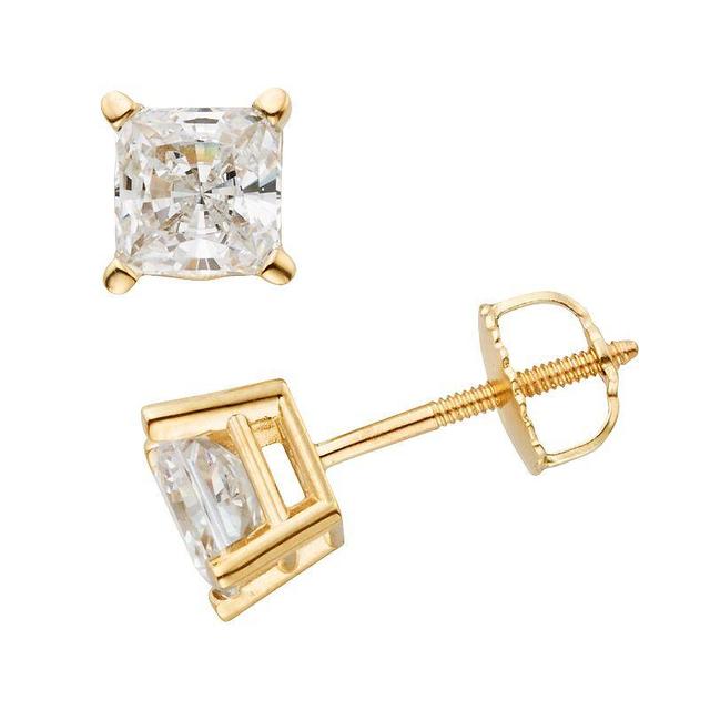 The Regal Collection 14k Gold 1 1/2-ct. T.W. IGL Certified Princess-Cut Diamond Solitaire Earrings, Womens, White Product Image