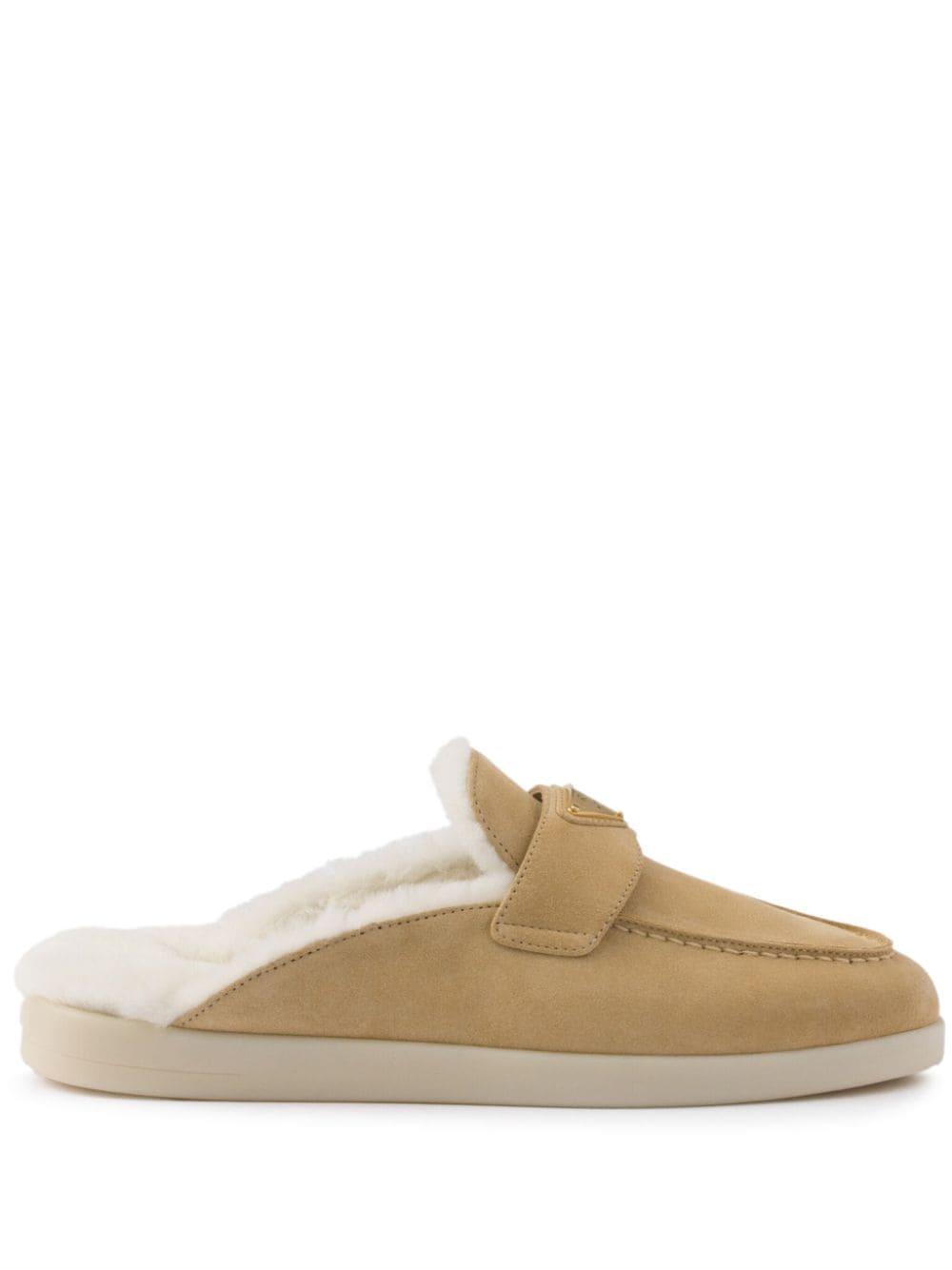 Shearling Mules In Neutral Product Image