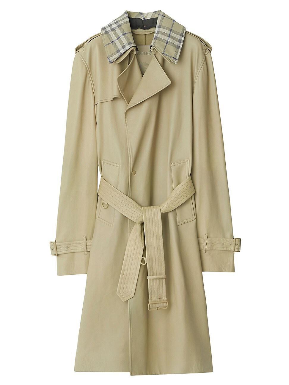 Womens Leather Belted Trench Coat product image