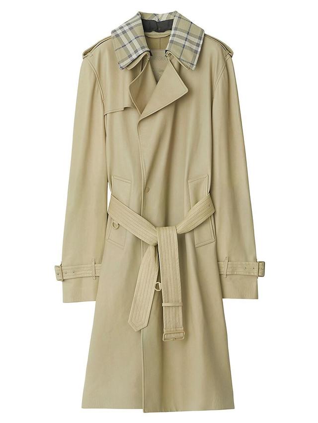 Womens Leather Belted Trench Coat Product Image