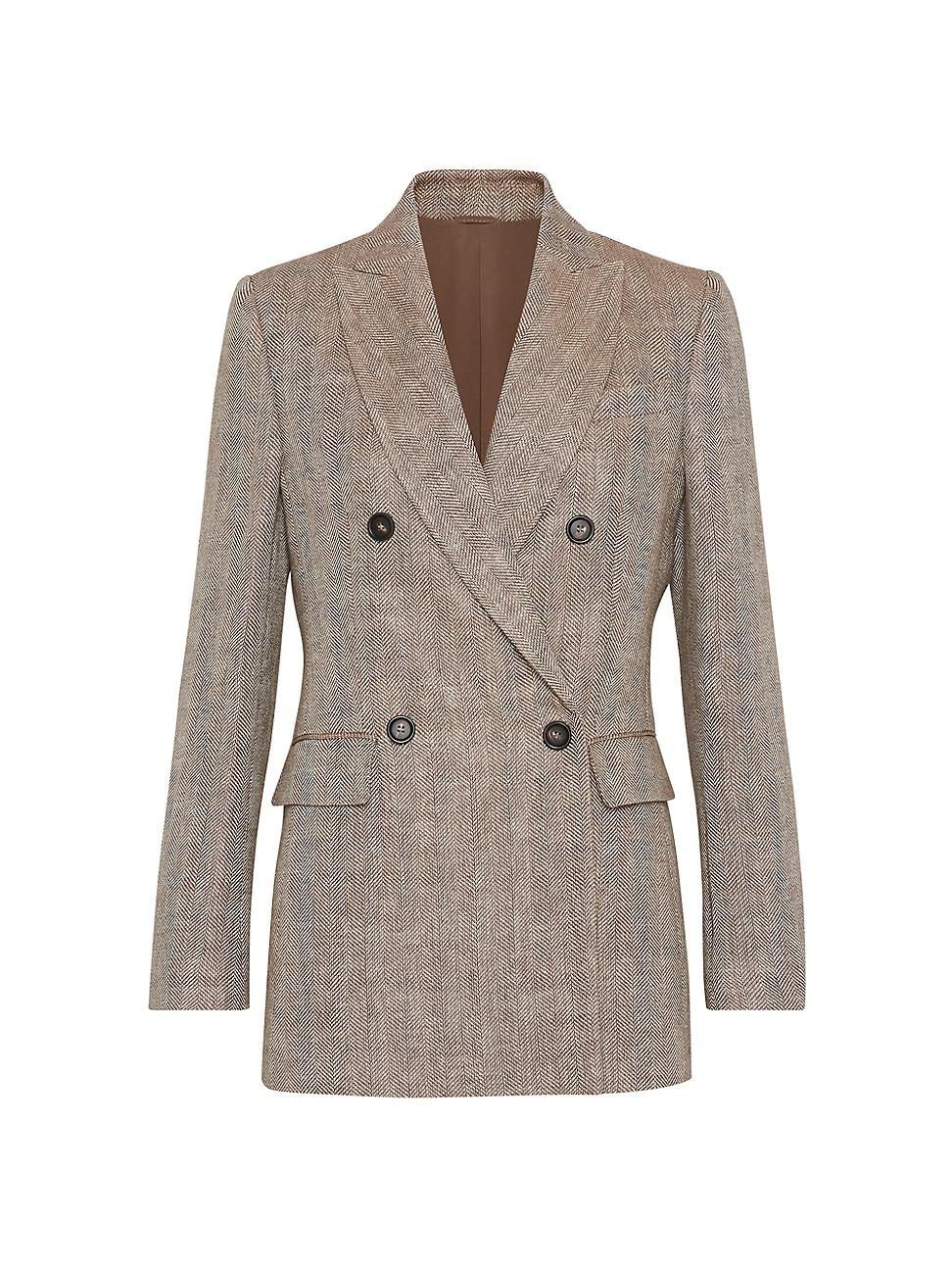 Womens Irish Linen Chevron Blazer With Monili Product Image