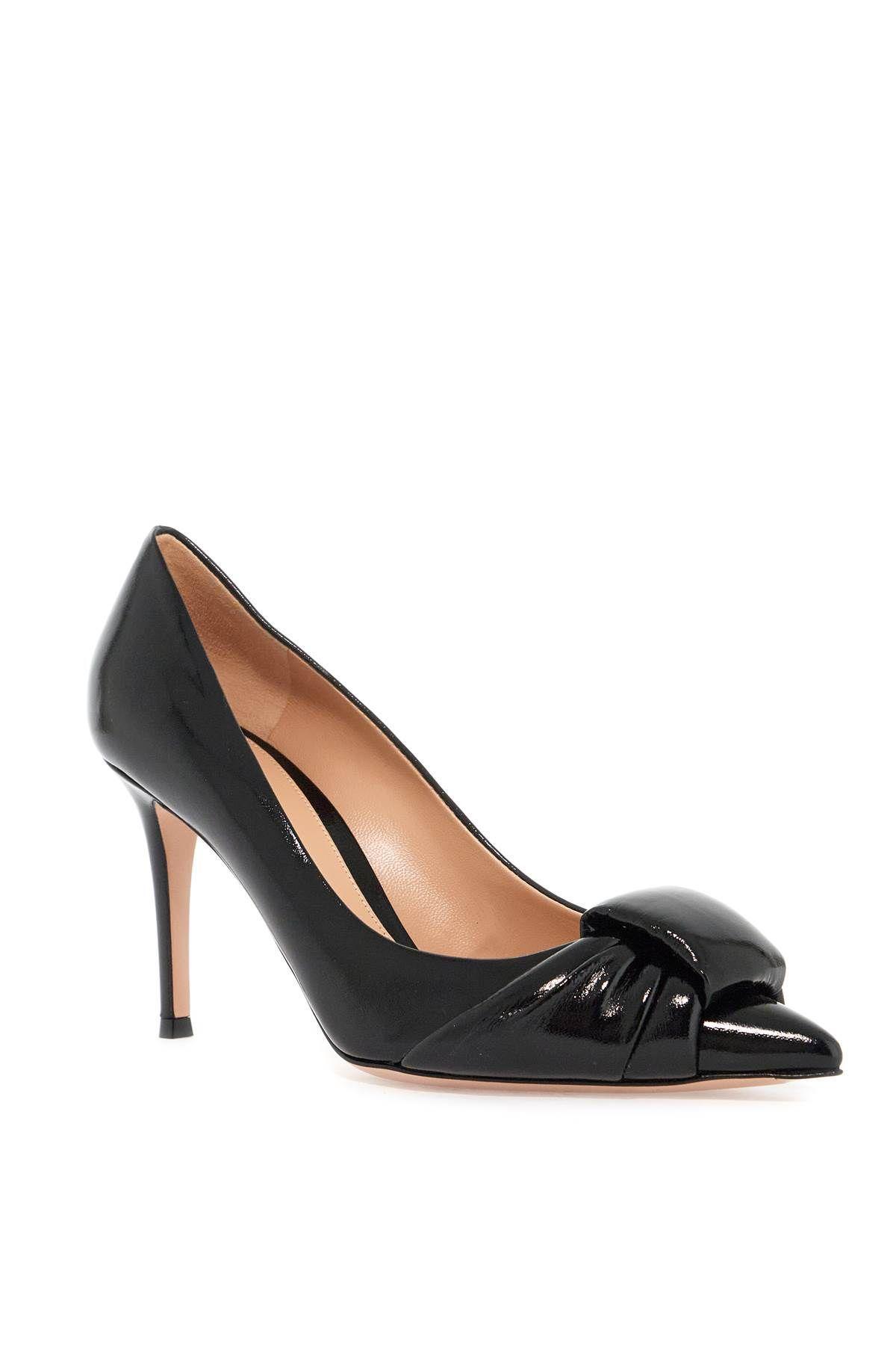 GIANVITO ROSSI Padded Patent Knot Stiletto Pumps In Black Product Image