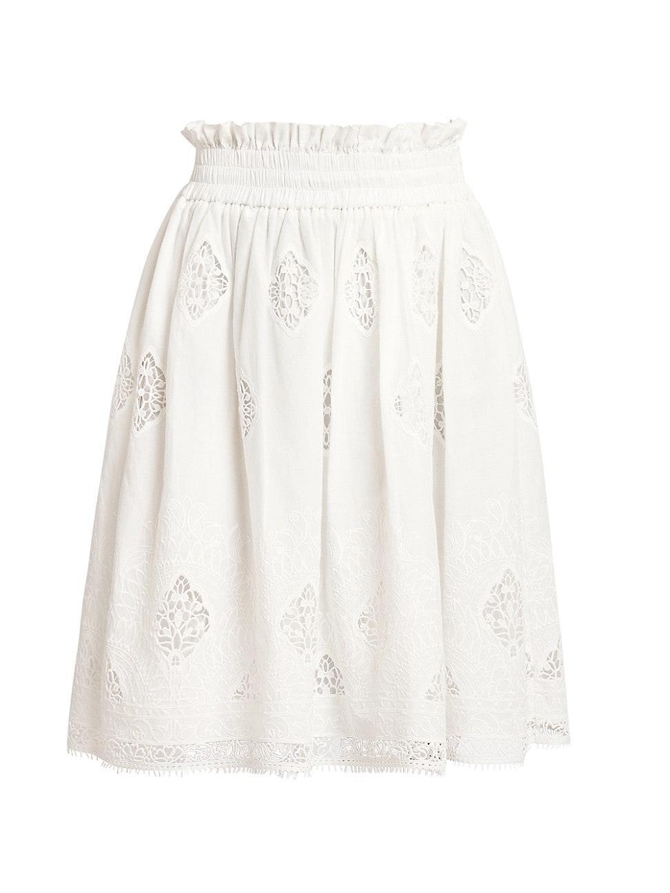 Womens Gathered Embroidered Miniskirt Product Image