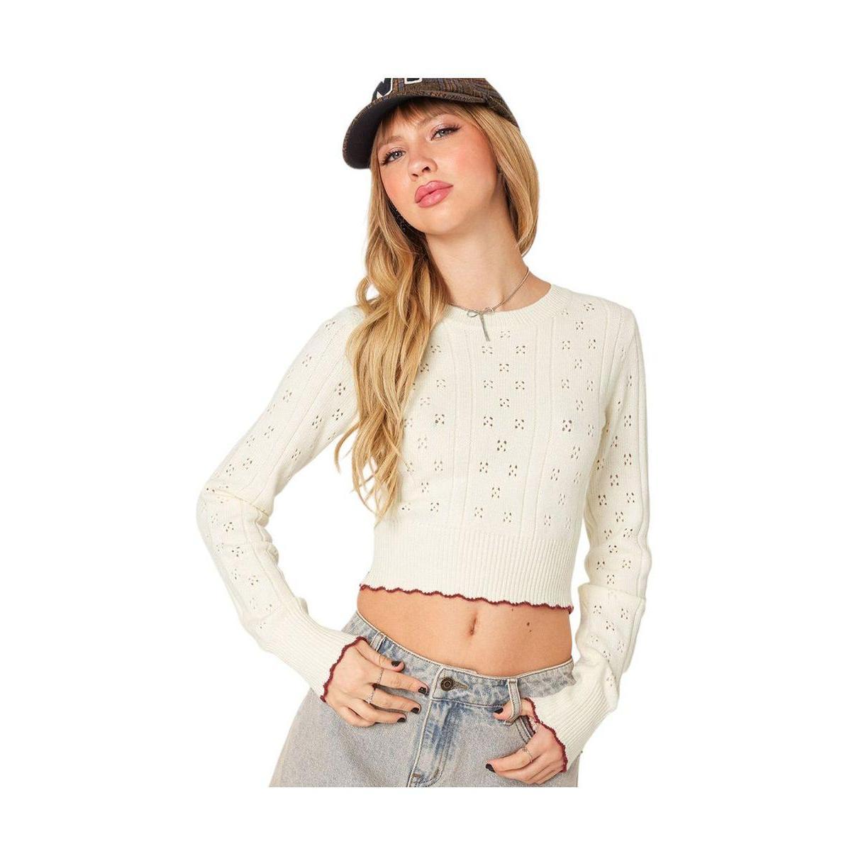 Womens Nelly embroidered knit crop top Product Image