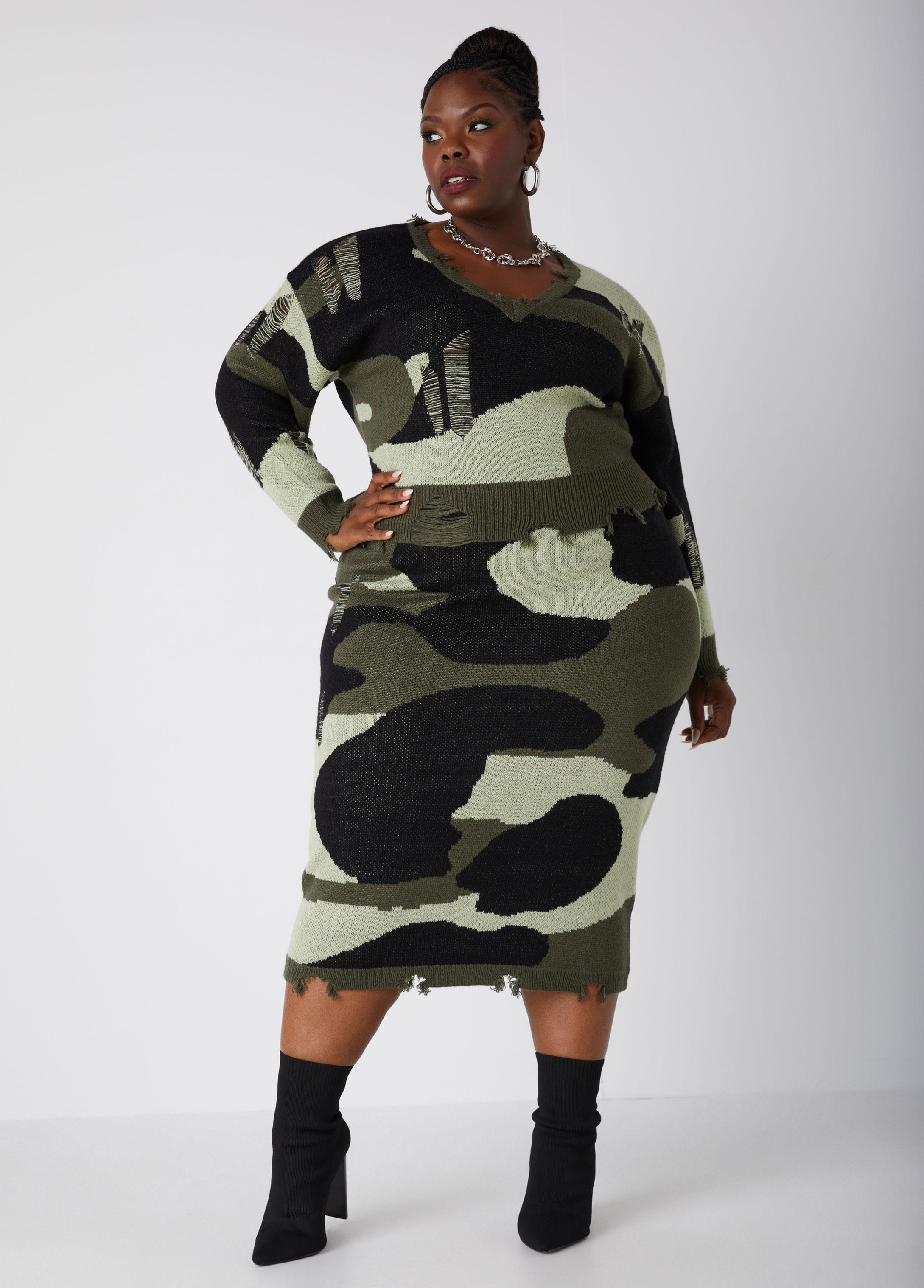 Distressed Camo Midaxi Skirt Product Image