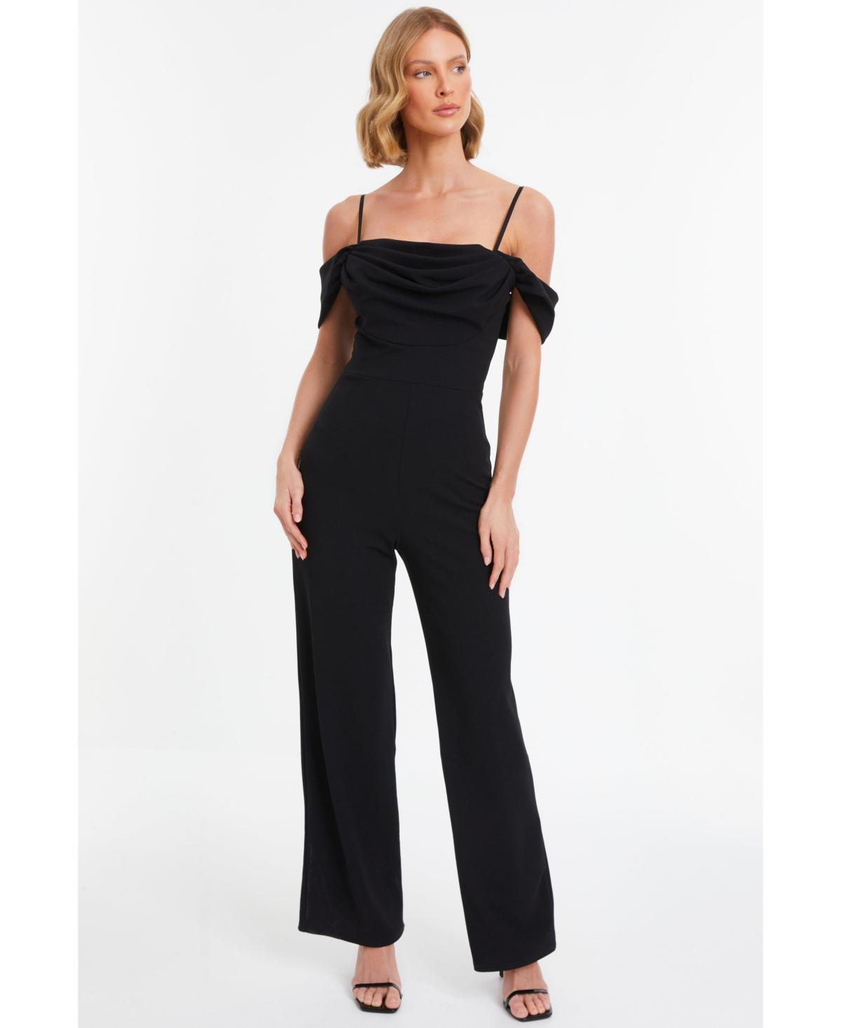 Women's Scuba Crepe Cold Shoulder Palazzo Jumpsuit Product Image