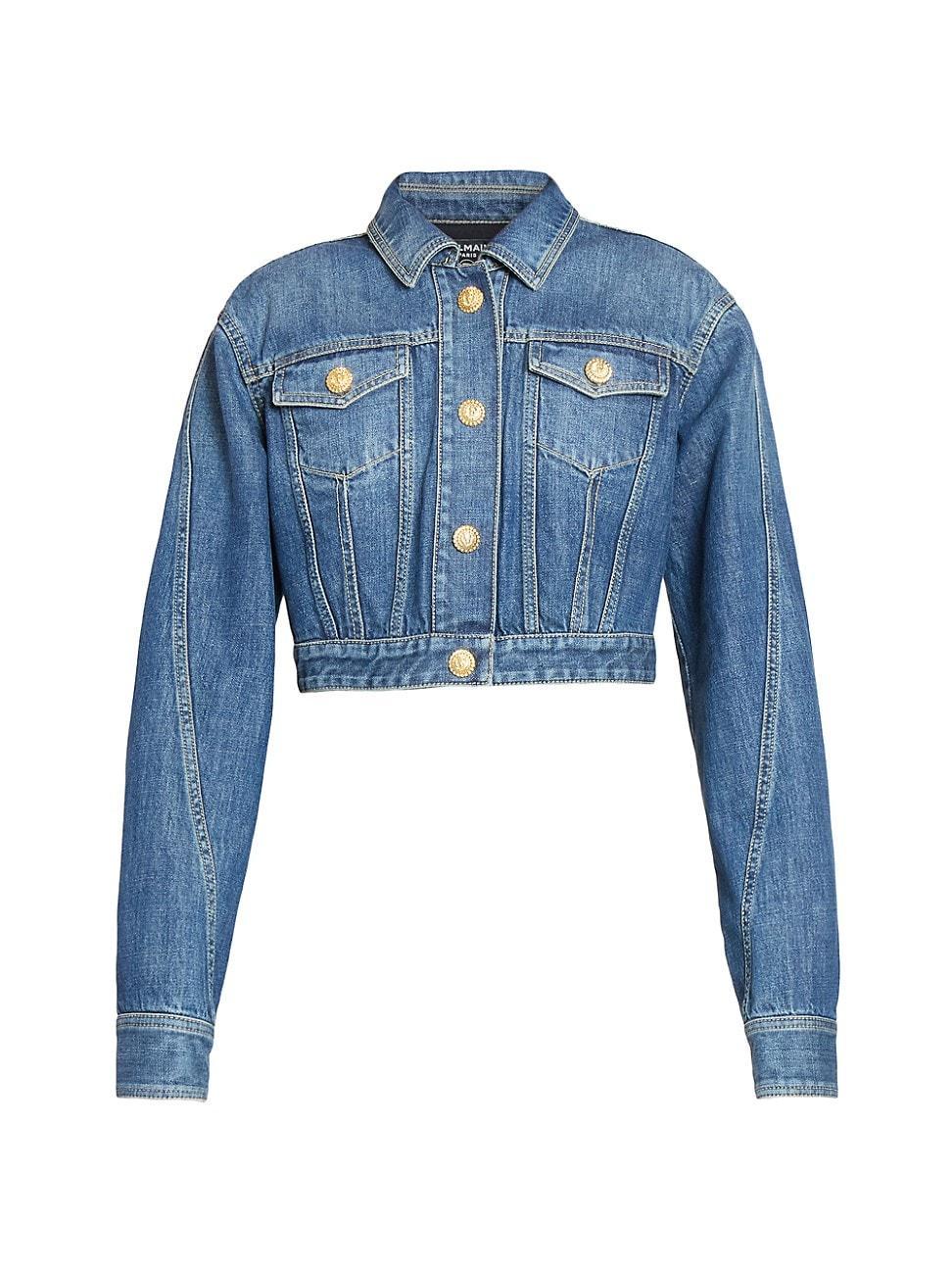 Womens Denim Crop Jacket Product Image