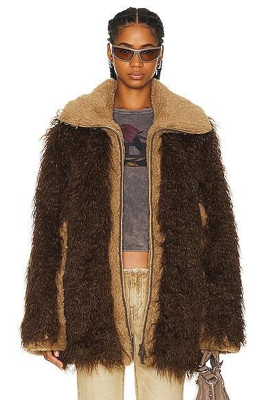 Diesel Faux Fur Jacket in brown product image