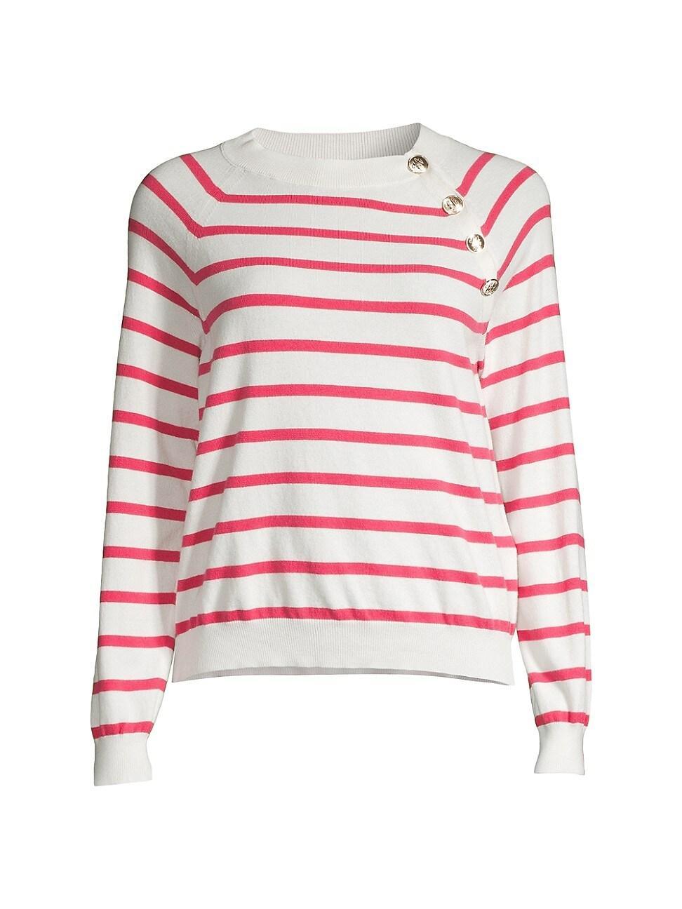 Womens Striped Buttoned Knit Top Product Image