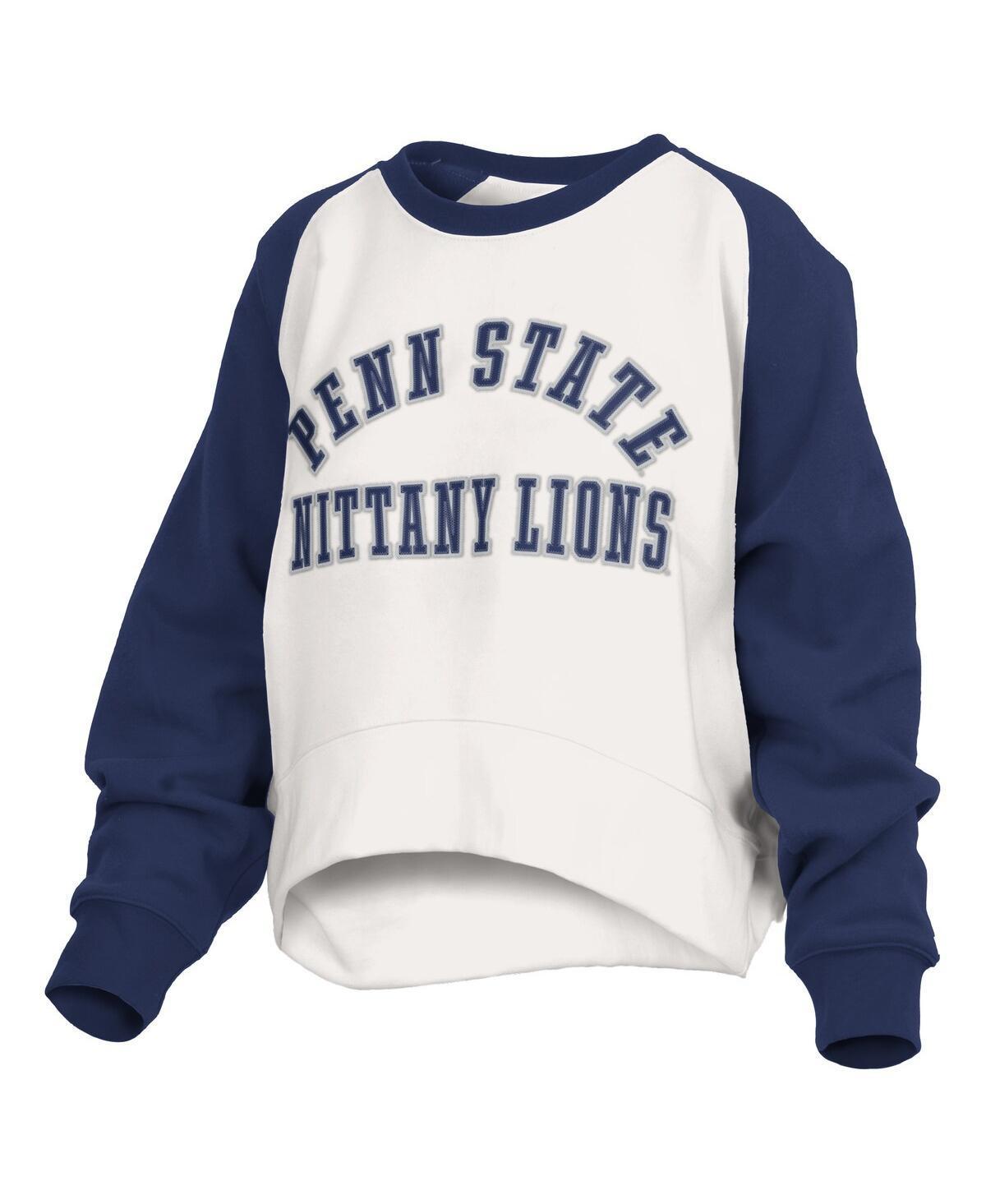 Womens Pressbox White Penn State Nittany Lions Lotus Raglan Pullover Sweatshirt Product Image