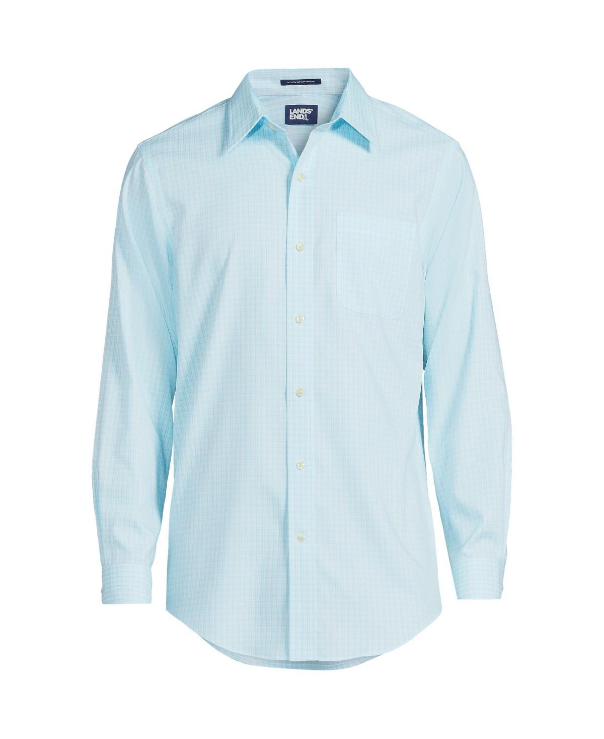 Lands End Mens Pattern No Iron Supima Pinpoint Straight Collar Dress Shirt - Gray Product Image