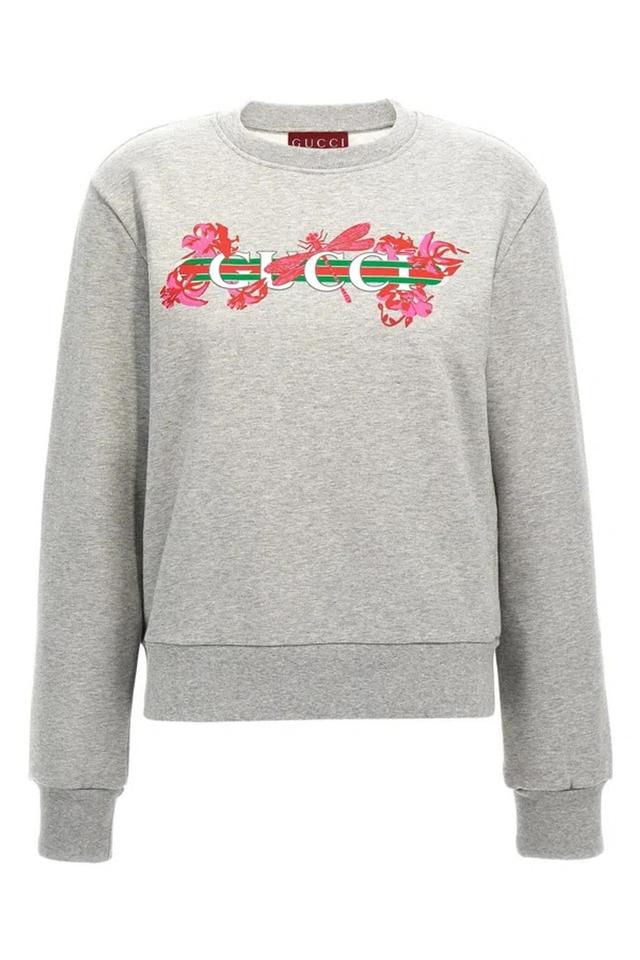 Printed Cotton Sweatshirt In Gray Product Image