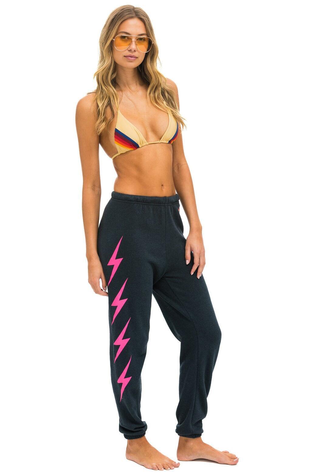 BOLT 4 SWEATPANTS - CHARCOAL // NEON PINK Female Product Image