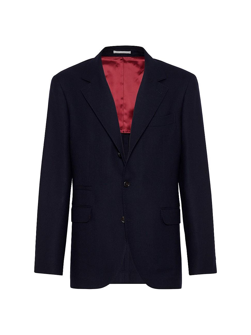 Mens Cashmere and Silk Hopsack Deconstructed Blazer Product Image