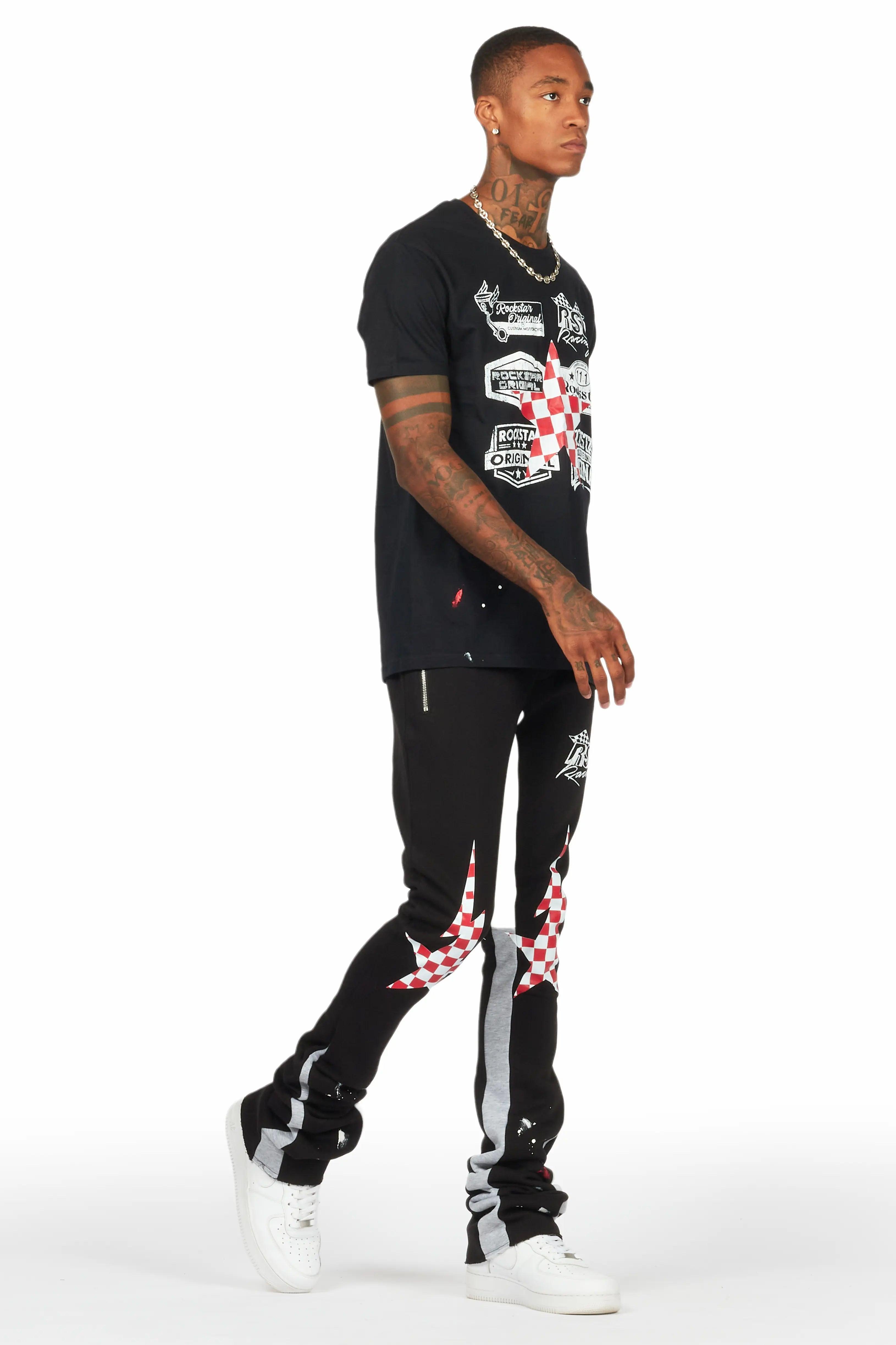 Daker Black T-Shirt/Super Stacked Flare Track Set Male Product Image