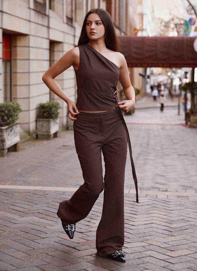 Orla Fitted Flare Pants - Chocolate Product Image