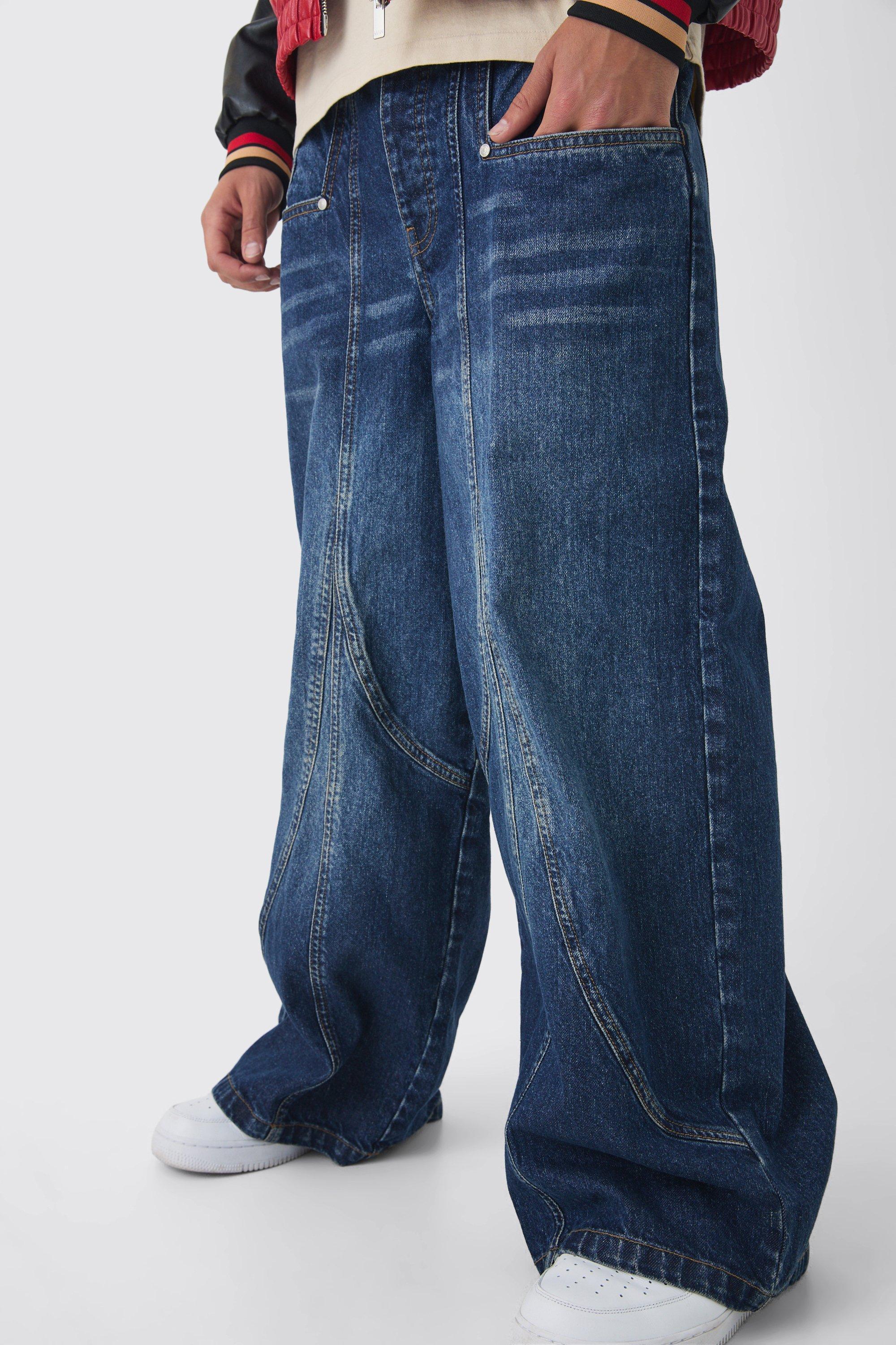 Extreme Baggy Rigid Panelled Tinted Denim Jeans | boohooMAN USA product image