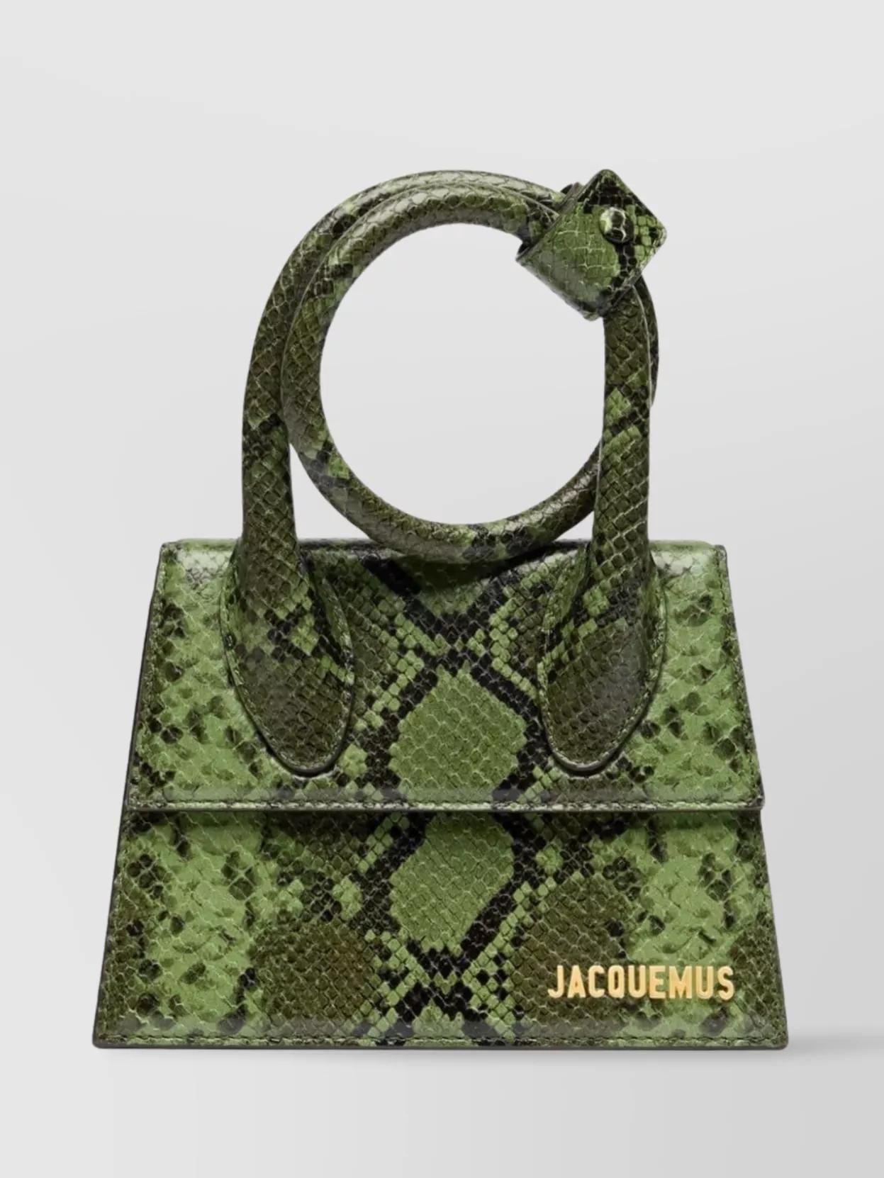 JACQUEMUS Small Knot Leather Shoulder Bag In Green Product Image