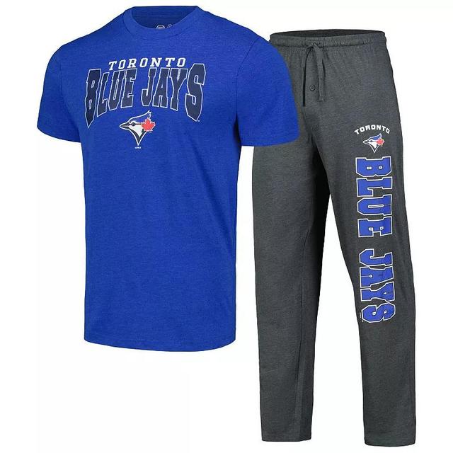 Mens Concepts Sport Charcoal/Royal Toronto Blue Jays Meter T-Shirt & Pants Sleep Set Product Image