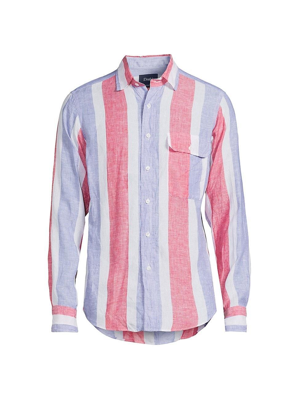 Mens Linen Striped Button-Up Shirt Product Image