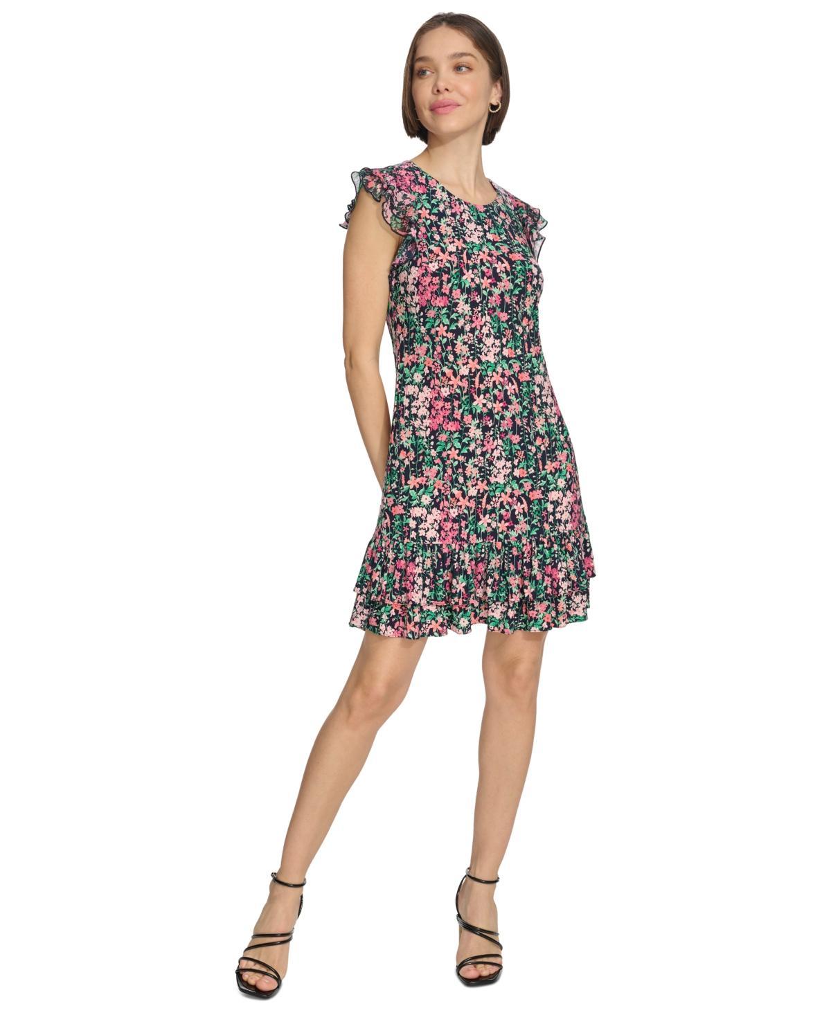 Tommy Hilfiger Womens Ruffled-Hem Shift Dress - Sky Cap Product Image