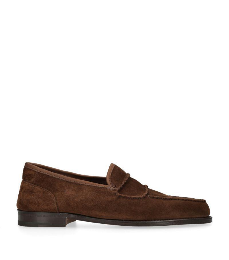 Men's Bath Suede Penny Loafers In Dark Brown Product Image