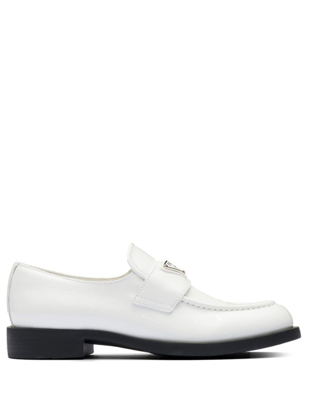 Calfskin Logo Flat Loafers In White Product Image