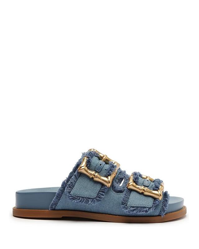 Enola Frayed Dual-Buckle Slide Sandals Product Image