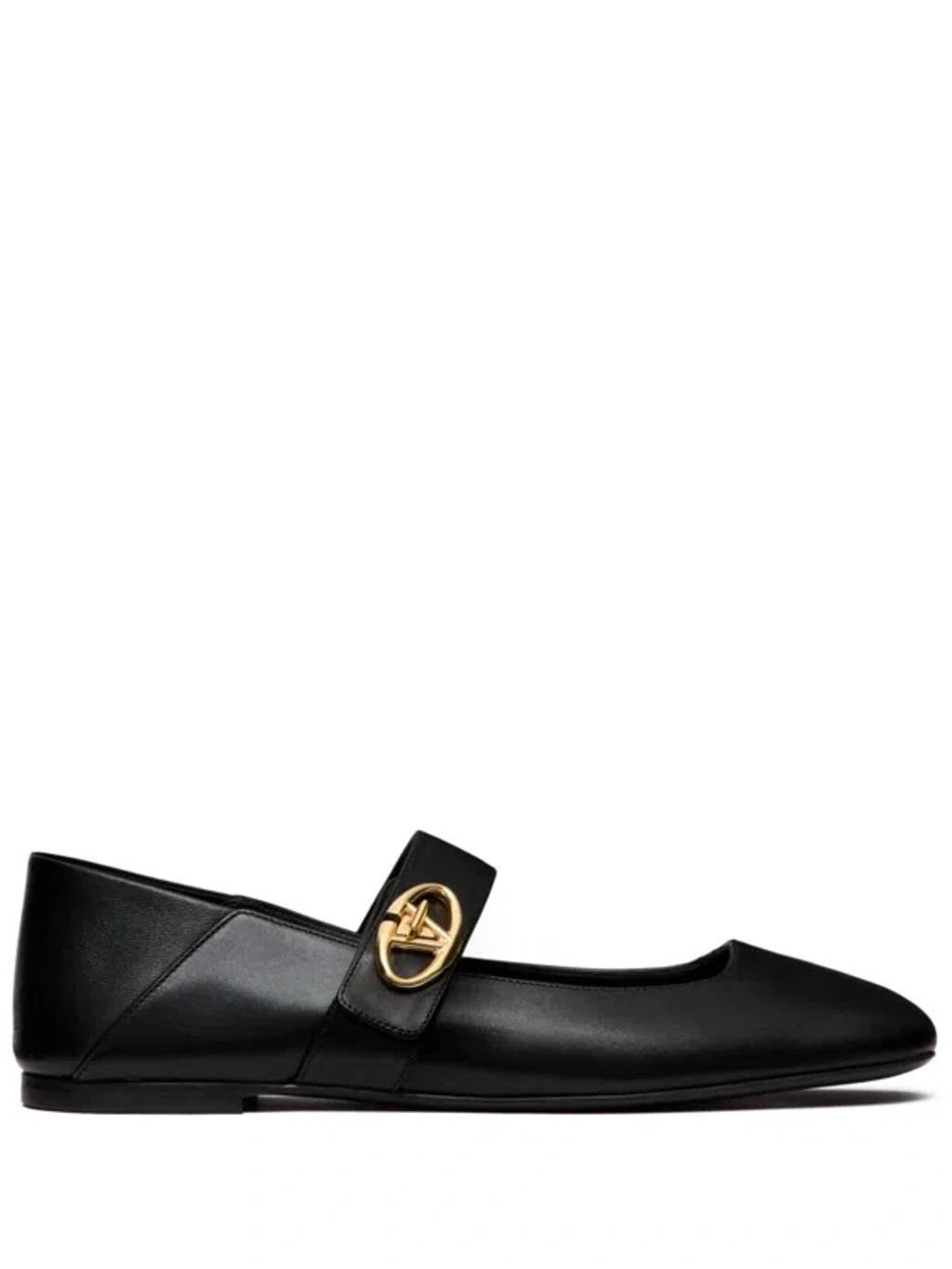 Leather Vlogo Locker Ballet Flats In Black Product Image