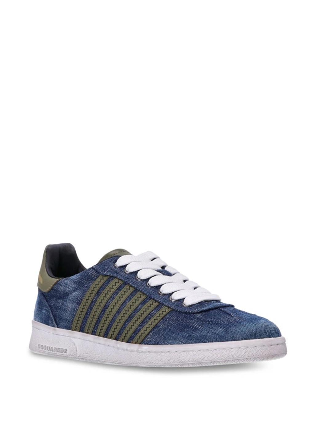 DSQUARED2 Denim Lace-up Sneakers In Denim Militare Product Image