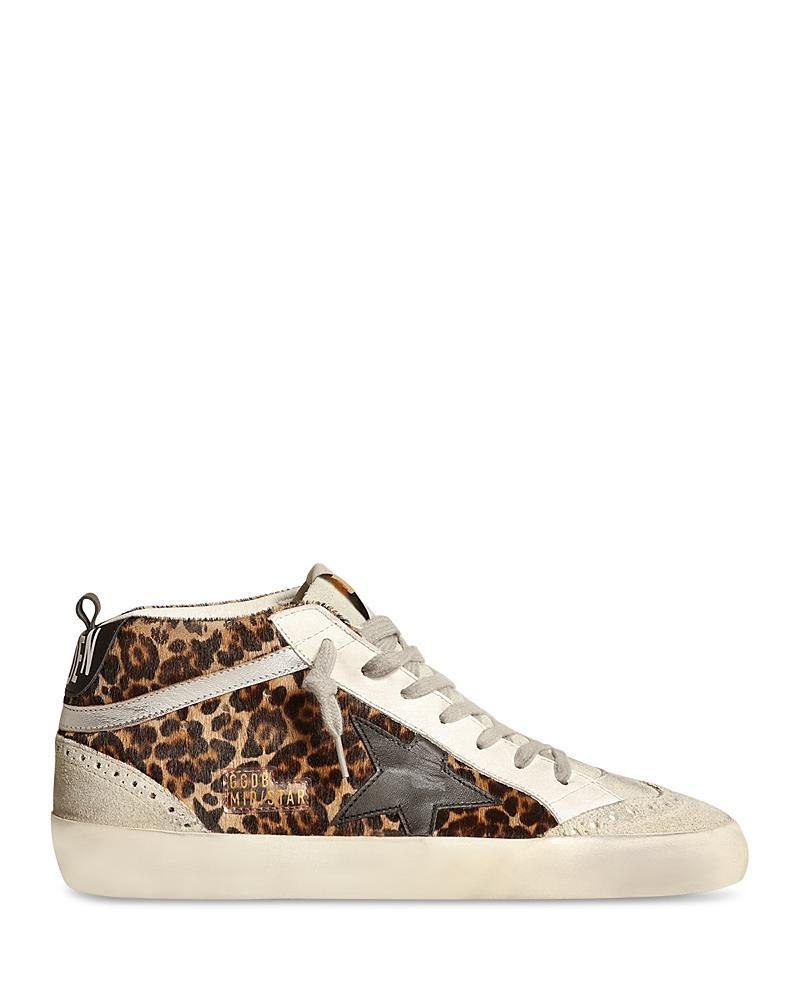 Golden Goose Womens Mid Star Horsy Almond Toe Animal Print Sneakers Product Image