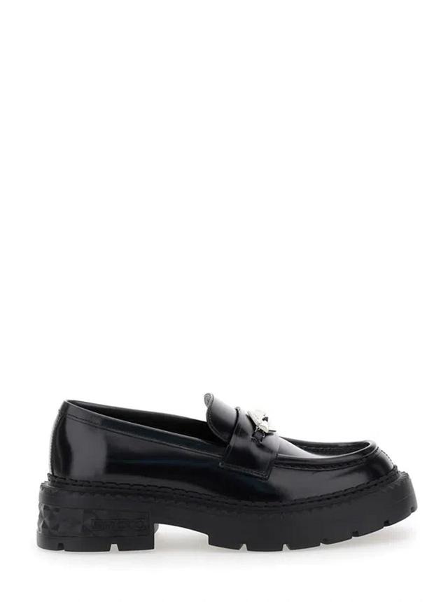 Marlow Diamond Leather Loafers In Black Product Image