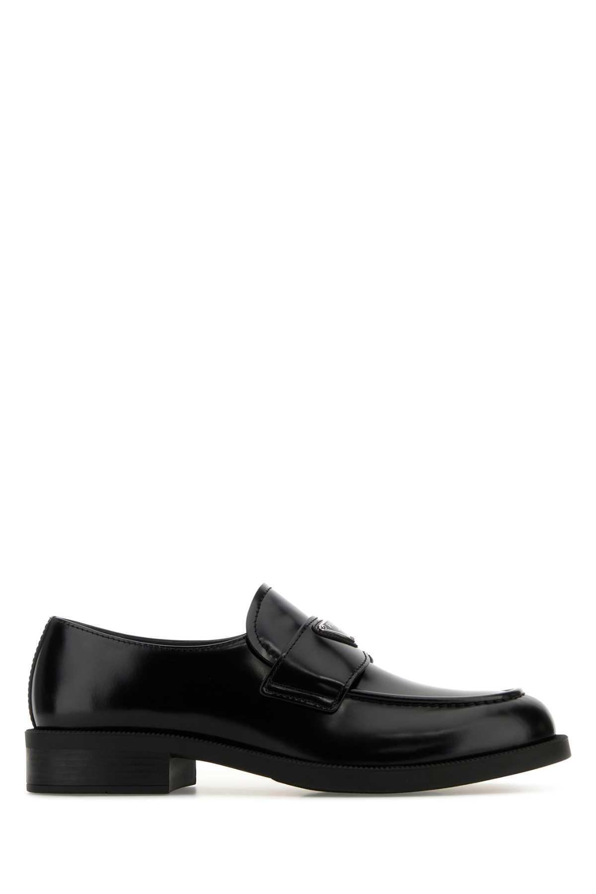 PRADA Black Leather Loafers Product Image