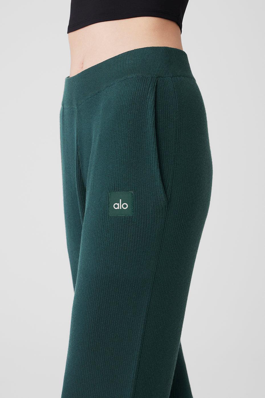 Knit High-Waist Salana Wide Leg Pant - Midnight Green Female Product Image