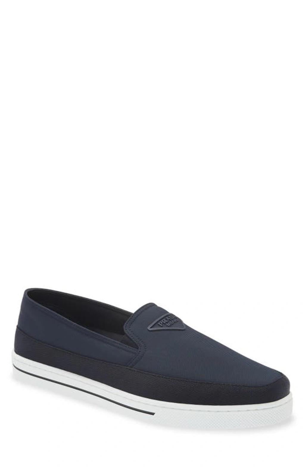 PRADA Nylon Slip-on Sneakers In Blue Product Image