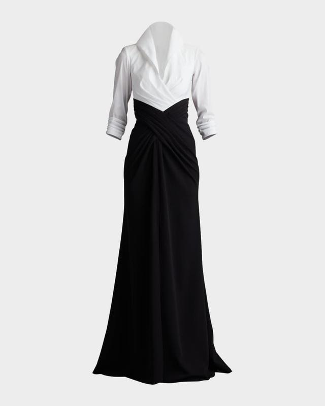 Pleated Taffeta & Crepe Gown Product Image