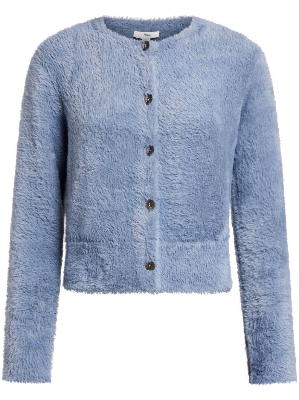 VINCE Textured Buttoned Cardigan In Blue Product Image