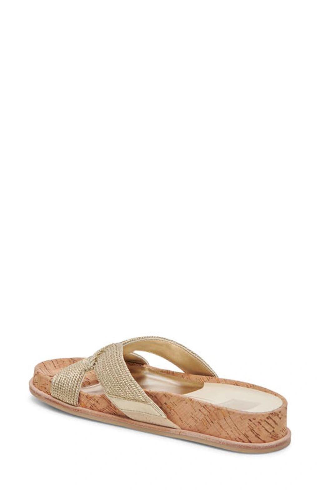 Selda Raffia Slide Sandal In Gold Raffia Product Image