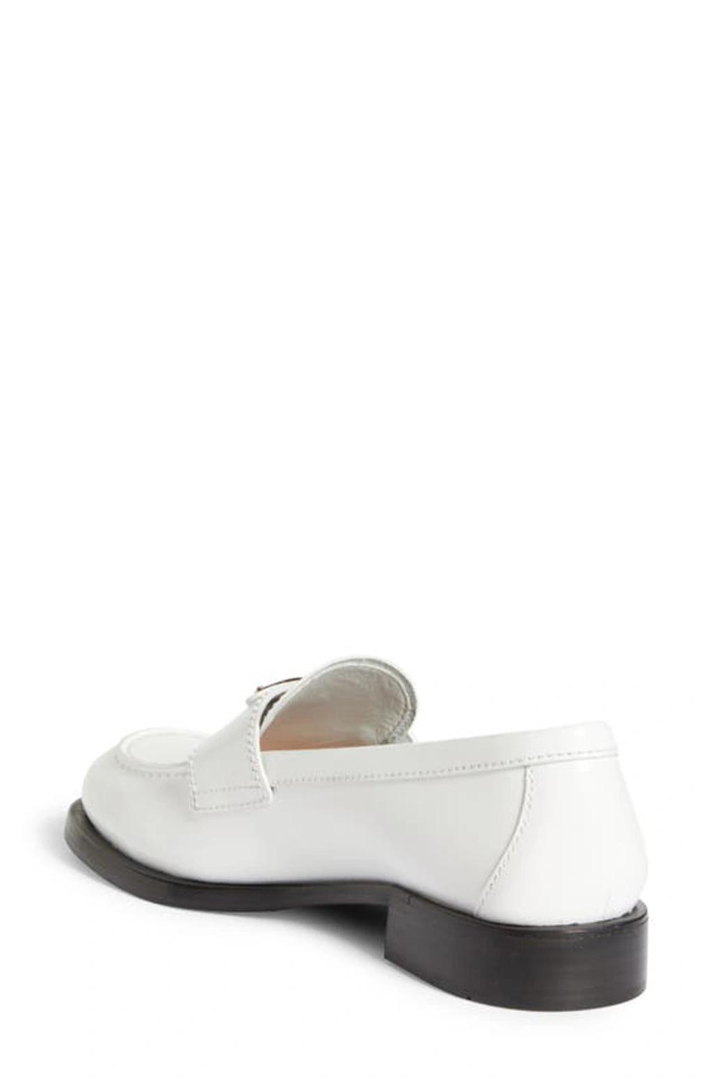 Calfskin Logo Flat Loafers In White Product Image