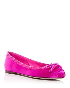 Womens Rockstud Satin Ballerinas With Tone-On-Tone Studs Product Image